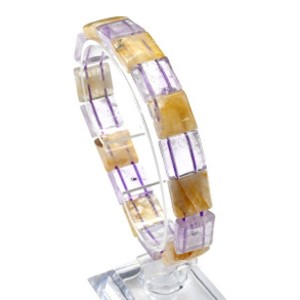 Браслет из Аметиста с цитрином 12*12мм,  28,1,г