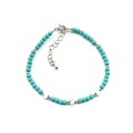 Браслет из бисера "Сердечки" шарик 3мм цвет бирюзовый, 17см. (иск.)
