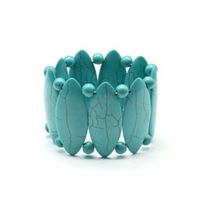 Браслет из бирюзы (имитация) овал 22*55, шар 8мм