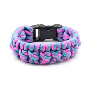 Женский браслет из паракорда 18-19см, цвет бирюзово-розовый (иск.)