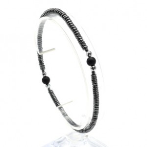 Браслет из гематита с шунгитом шарик 6мм (иск.)