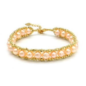 Браслет с жемчугом кремовым шарик 7мм, 17см