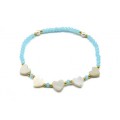 Браслет из циркона цвет голубой с перламутровой вставкой Сердце (иск.)