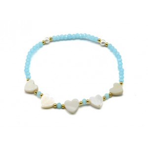 Браслет из циркона цвет голубой с перламутровой вставкой Сердце (иск.)
