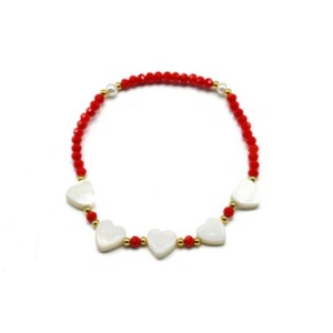 Браслет из циркона цвет красный с перламутровой вставкой Сердце (иск.) Браслет из циркона цвет красный с перламутровой вставкой Сердце (иск.)