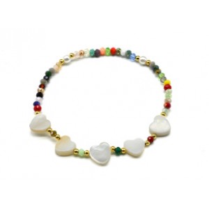 Браслет из циркона цвет ассорти с перламутровой вставкой Сердце (иск.) Браслет из циркона цвет ассорти с перламутровой вставкой Сердце (иск.)