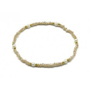 Браслет из циркона с майоркой шарик гр.2мм цвет кремовый (иск.)