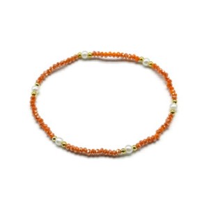 Браслет из циркона с майоркой шарик гр.2мм цвет рыжий (иск.)