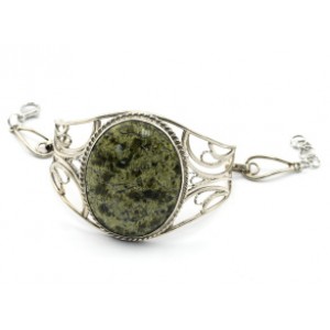 Браслет змеевик овал, 18,5см.