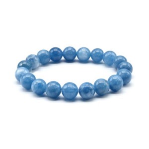 Браслет из кальцита тонированного шарик 10мм цвет голубой