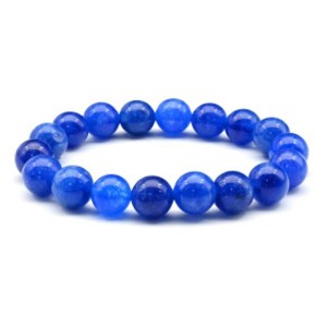 Браслет из кальцита тонированного шарик 10мм цвет синий