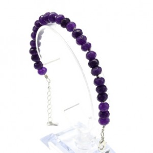 Браслет из кальцита тонированного рондель гр.8*5мм цвет фиолетовый, 17,5см