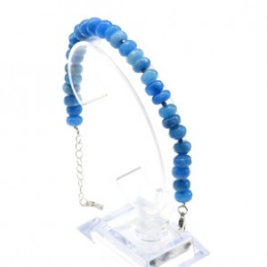 Браслет из кальцита тонированного рондель гр.8*5мм цвет голубой, 17,5см