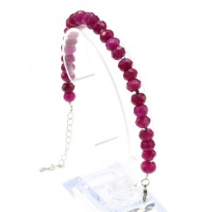 Браслет из кальцита тонированного рондель гр.8*5мм цвет розовый, 17,5см