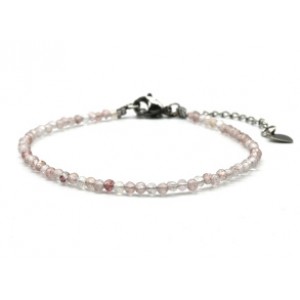 Браслет из кварца клубничного шарик гр.2мм, 17см