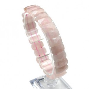 Браслет граненый 14*7мм из розового кварца