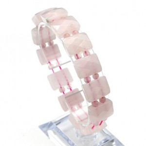 Браслет граненый 15*12мм из розового кварца