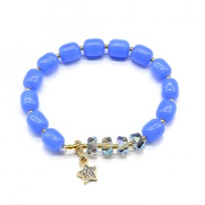 Браслет из кварца бочонок 8*10мм цвет васильковый (иск.)