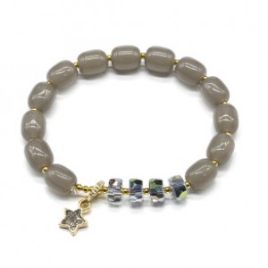 Браслет из кварца бочонок 8*10мм цвет дымчатый (иск.)