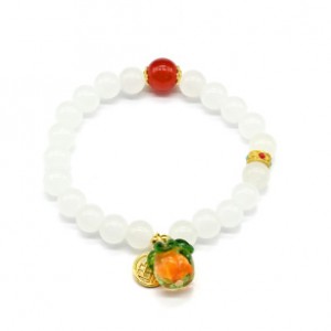 Браслет из кварца Тыковка шарик 8мм цвет белый (иск.)