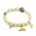 Браслет из кварца Русалка шарик 8мм цвет зеленый светлый (иск.)