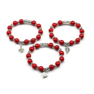 Браслет из коралла шарик 10мм с подвеской (иск.)