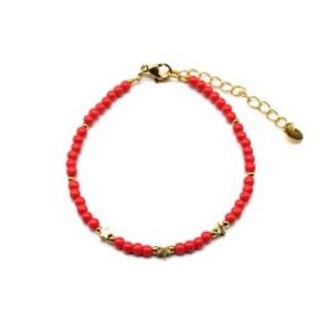 Браслет из бисера "Звезды" шарик 3мм цвет коралловый, 17см. (иск.)