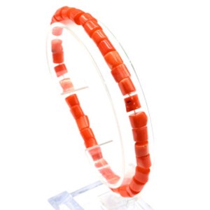 Браслет из коралла цилиндр 6*6мм цвет оранжевый,17см