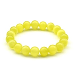 Браслет шарик 10мм из кошачьего глаза цв.лимонный, 17см.