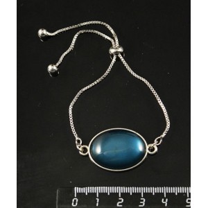 Браслет пластик изумрудный (эффект опала), овал 25х18мм, силиконовый стоппер