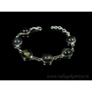 Браслет из соколиного глаза круг, 18,5см