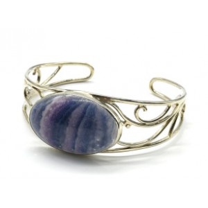 Браслет с флюоритом овал 35*23мм, 17,5 см.