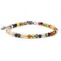 Браслет из фианитов шарик гр.4мм цвет ассорти, 17см (иск.)