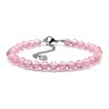 Браслет из фианитов шарик гр.6мм цвет розовый, 18см (иск.)