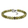 Браслет из фианитов шарик гр.6мм цвет оливковый, 18см (иск.)