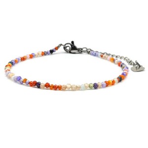 Браслет из фианитов шарик гр.2мм цвет ассорти, 17см (иск.)