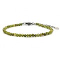 Браслет из фианитов шарик гр.3мм цвет оливковый, 17см (иск.)