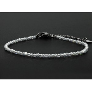 Браслет из фианитов шарик гр.2мм цвет белый, 17см (иск.)