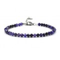 Браслет из фианитов шарик гр.4мм цвет фиолетовый, 17см (иск.)