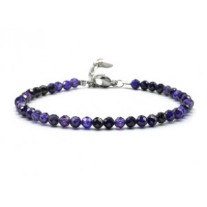 Браслет из фианитов шарик гр.4мм цвет фиолетовый, 17см (иск.)