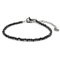 Браслет из фианитов шарик гр.2мм цвет черный, 16,5см (иск.)