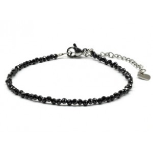 Браслет из фианитов шарик гр.2мм цвет черный, 16,5см (иск.) Браслет из фианитов шарик гр.2мм цвет черный, 16,5см (иск.)