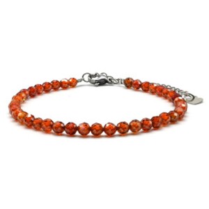 Браслет из фианитов шарик гр.4мм цвет терракотовый, 17см (иск.)