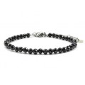 Браслет из фианитов шарик гр.4мм цвет черный, 17см (иск.)