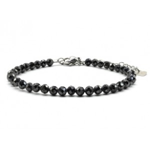 Браслет из фианитов шарик гр.4мм цвет черный, 17см (иск.) Браслет из фианитов шарик гр.4мм цвет черный, 17см (иск.)