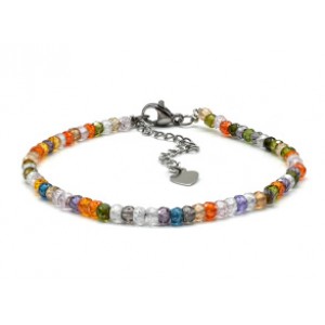 Браслет из фианитов рондель гр.3*2мм цвет ассорти, 17см (иск.)