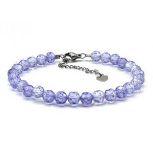 Браслет из фианитов шарик гр.6мм цвет лавандовый, 18см (иск.)
