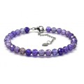 Браслет из фианитов шарик гр.6мм цвет фиолетовый, 18см (иск.)