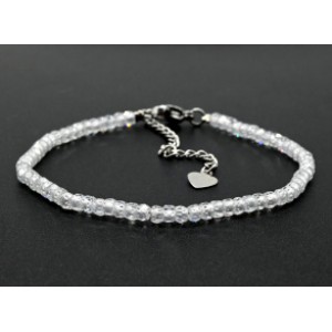 Браслет из фианитов рондель гр.3*2мм цвет хрусталь, 17см (иск.)