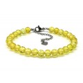 Браслет из фианитов шарик гр.6мм цвет желтый, 18см (иск.)